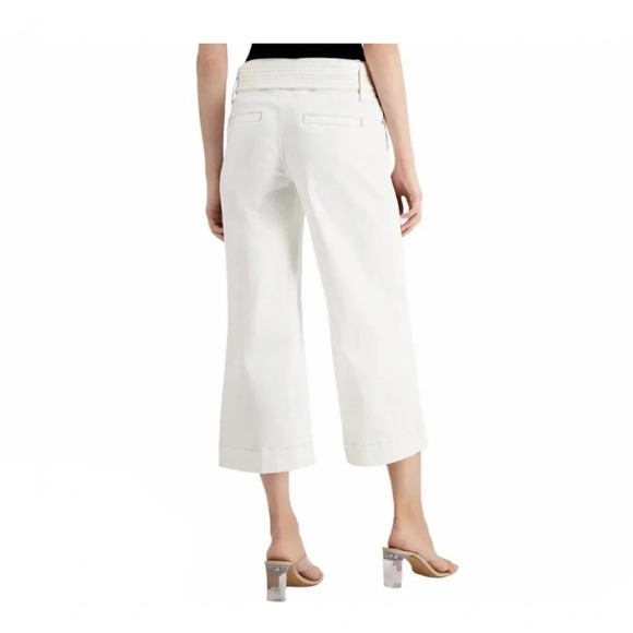 INC INTERNATIONAL CONCEPTS TIE-WAIST CULOTTE PANTS, WHITE, Size 12 - Picture 2 of 13